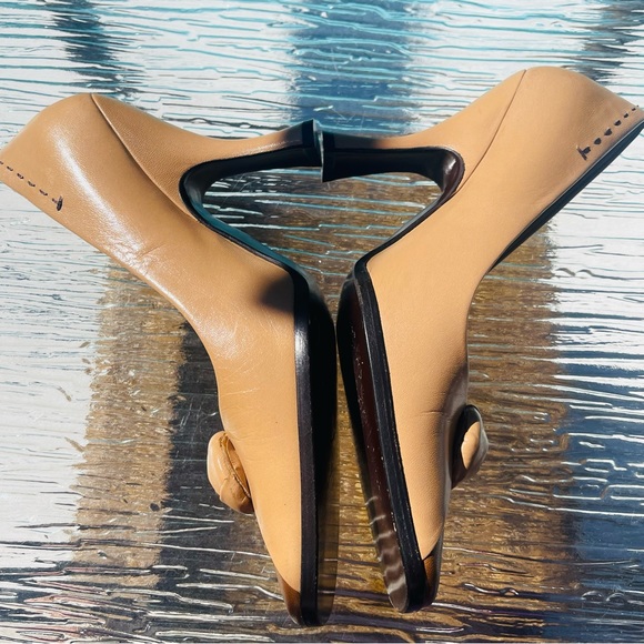 SOLD Prada Beige Brown Colorblock Leather Rosebud Embellished Square Toe Pumps - Picture 9 of 15